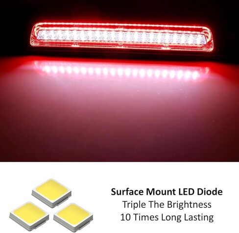iJDMTOY عدسة حمراء داكنة طراز سيارة السباق ستروب/فلاش LED عالي التركيب للفرامل الثالثة/مجموعة ضوء التخليص متوافقة مع 2000-2006 Toyota Tundra (Gen1) in Kuwait
