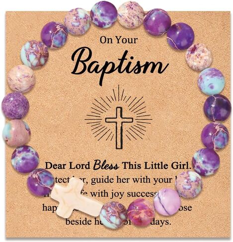 Natural Stone Cross Bracelet Jewelry Bracelets for Teen Teenage Gifts Ideas, First Communion Christian Baptism Birthday Gifts for Teens Girls in Saudi Arabia
