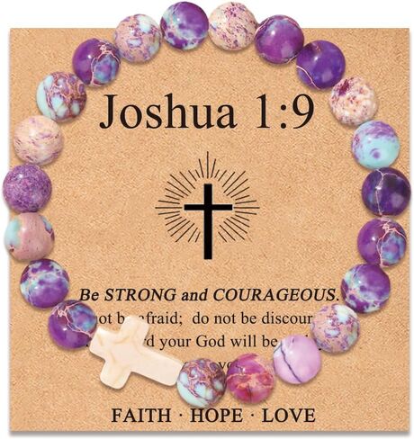 Natural Stone Cross Bracelet Jewelry Bracelets for Teen Teenage Gifts Ideas, First Communion Christian Baptism Birthday Gifts for Teens Girls in Saudi Arabia