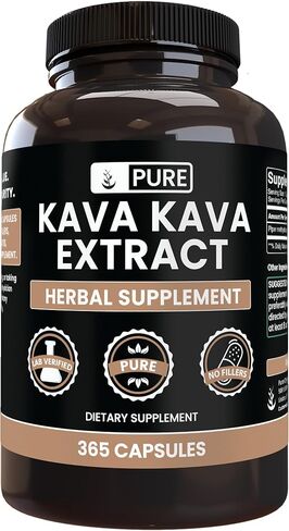 PURE ORIGINAL INGREDIENTS Kava Kava (365 Capsules) No Magnesium Or Rice Fillers, Always Pure, Lab Verified in Saudi Arabia