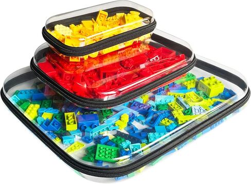 Clear Hard Shell Zipper Case Plastic Zippered Hard Pouch Transparent Travel Makeup Bag Toiletry Bag for Travel Toy Storage (6PCS - S*2+M*2+L*2) in Saudi Arabia