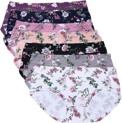 Women’s Underwear Cotton Panties Plus Size Floral Print Flower Cute Kawaii Japanese Underwear 7 Pack in Saudi Arabia