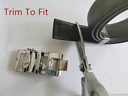 1.38" Luxury Genuine Leather Men’s Dress Belt Wolf-Head Buckle Automatic Ratchet Reversible Gift Box in Saudi Arabia