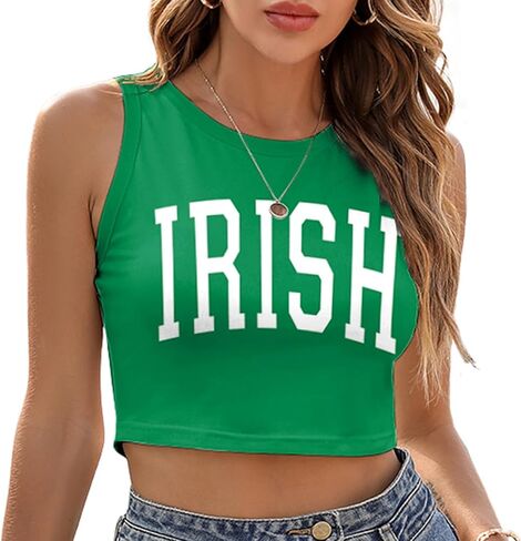 color cosplayer St Patricks Day Crop Top for Women Irish Sexy Short Sleeves Tee Shirts Top in Kuwait
