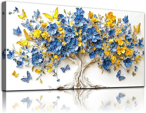 WLWBINTING Tree Of Life Wall Art Boho Home Decor For Living Room Bedroom Kitchen Office, Flower Tree Paintings Abstract Pictures Artwork Modern Canvas Art Prints Home Posters Decoration Gift 40"X20" in Saudi Arabia