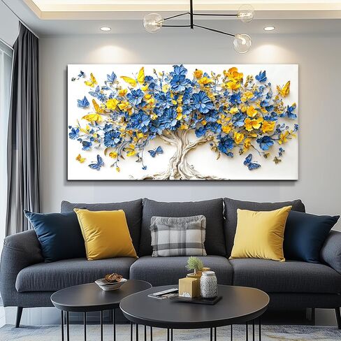 WLWBINTING Tree Of Life Wall Art Boho Home Decor For Living Room Bedroom Kitchen Office, Flower Tree Paintings Abstract Pictures Artwork Modern Canvas Art Prints Home Posters Decoration Gift 40"X20" in Saudi Arabia