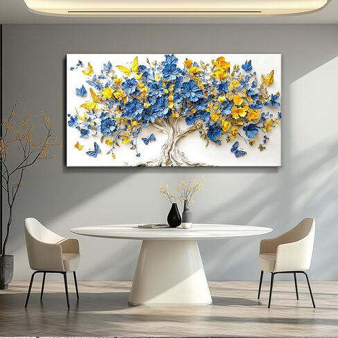 WLWBINTING Tree Of Life Wall Art Boho Home Decor For Living Room Bedroom Kitchen Office, Flower Tree Paintings Abstract Pictures Artwork Modern Canvas Art Prints Home Posters Decoration Gift 40"X20" in Saudi Arabia