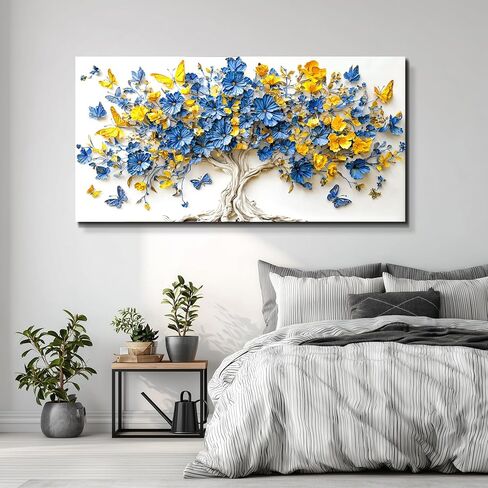 WLWBINTING Tree Of Life Wall Art Boho Home Decor For Living Room Bedroom Kitchen Office, Flower Tree Paintings Abstract Pictures Artwork Modern Canvas Art Prints Home Posters Decoration Gift 40"X20" in Saudi Arabia