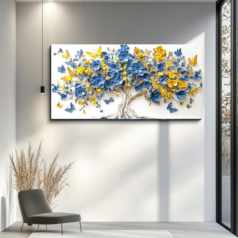 WLWBINTING Tree Of Life Wall Art Boho Home Decor For Living Room Bedroom Kitchen Office, Flower Tree Paintings Abstract Pictures Artwork Modern Canvas Art Prints Home Posters Decoration Gift 40"X20" in Saudi Arabia