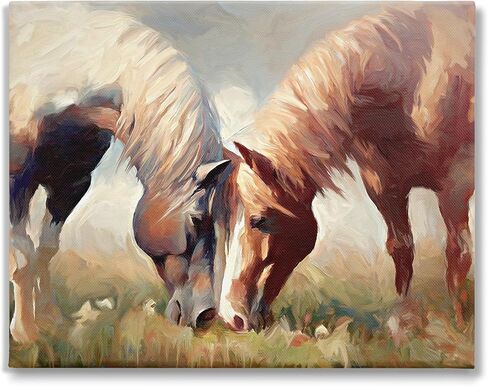Stupell Industries Grazing Horse Pair Canvas Wall Art by Ramona Murdock in Kuwait