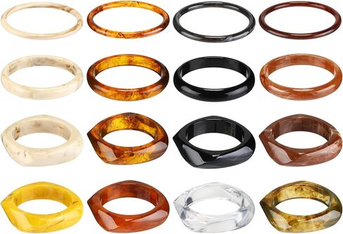 Quelay 16 Pcs Colorful Square Acrylic Resin Bangle Bracelet Wide Geometric Irregular Wristbands Women in Saudi Arabia