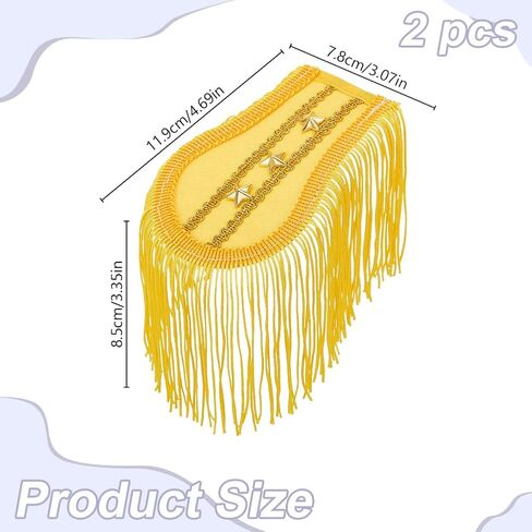 WEBEEDY 1 Pair Gold Fringe Shoulder Epaulettes with Pins Detachable Tassel Shoulder Board Badge Punk Style Costume Accessories for Military Uniforms Stage Performance Easter Decoration, 4.7x3 inch in Saudi Arabia