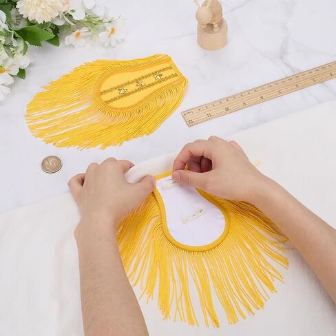 WEBEEDY 1 Pair Gold Fringe Shoulder Epaulettes with Pins Detachable Tassel Shoulder Board Badge Punk Style Costume Accessories for Military Uniforms Stage Performance Easter Decoration, 4.7x3 inch in Saudi Arabia