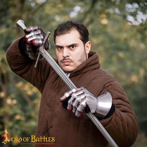 قفازات الساعة الرملية الفولاذية من العصور الوسطى من Lord of Battles، قفازات مدرعة من القرن الرابع عشر من أجل LARP، وإعادة تمثيل - حماية فارس أصلية مصنوعة يدويًا - مقياس 16 in Saudi Arabia