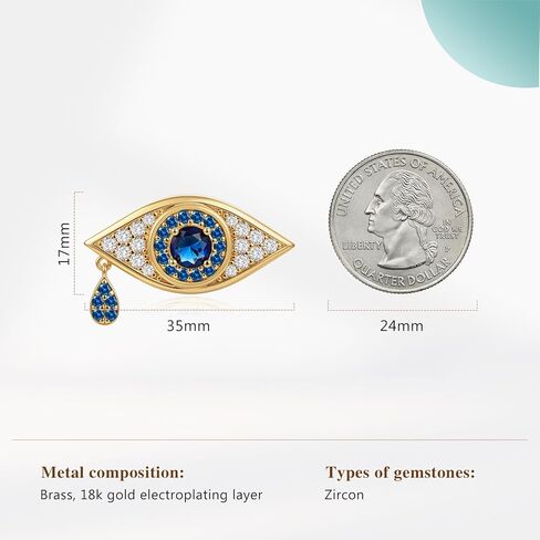 Cicy Bell إمرأة عين الشر 18K مطلية بالذهب بروش دبابيس زركون موضة التلبيب دبابيس قبعة وشاح شارة دبابيس مجوهرات دبوس كليب in Saudi Arabia