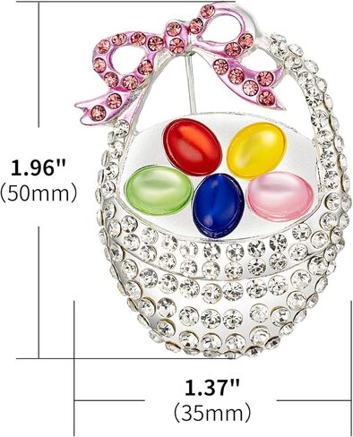 سلة كريستال ملونة دبوس بروش بيضة عيد الفصح مع أحجار الراين القوس الوردي in Kuwait