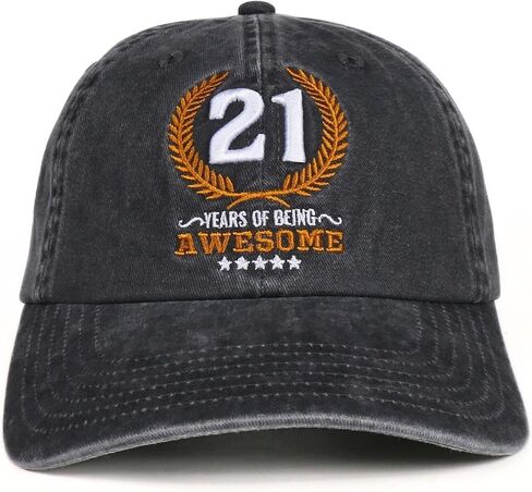 InnoBeta 21st Birthday Gifts for Women & Men, 21 Years of Being Awesome, Adjustable Cotton Embroidered Baseball Cap, Grey in Saudi Arabia