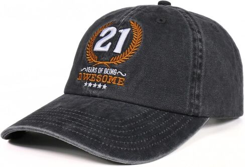 InnoBeta 21st Birthday Gifts for Women & Men, 21 Years of Being Awesome, Adjustable Cotton Embroidered Baseball Cap, Grey in Saudi Arabia