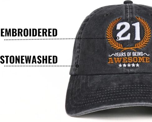 InnoBeta 21st Birthday Gifts for Women & Men, 21 Years of Being Awesome, Adjustable Cotton Embroidered Baseball Cap, Grey in Saudi Arabia