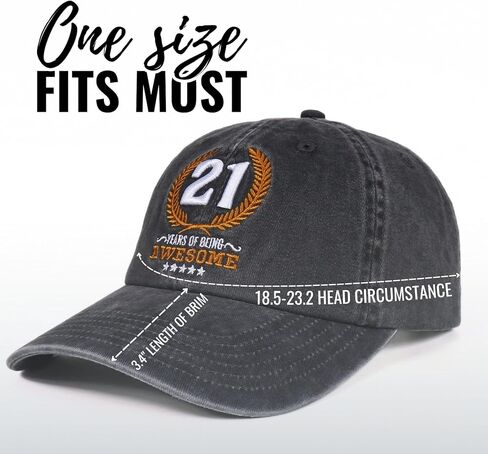 InnoBeta 21st Birthday Gifts for Women & Men, 21 Years of Being Awesome, Adjustable Cotton Embroidered Baseball Cap, Grey in Saudi Arabia