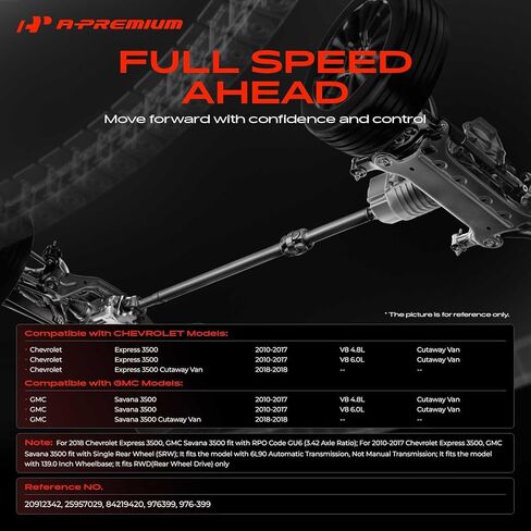A-Premium Rear Complete Drive Shaft Prop Shaft Driveshaft Assembly Compatible with GMC Savana 3500 2010-2018 & Chevrolet Express 3500 2010-2018, RWD in Saudi Arabia
