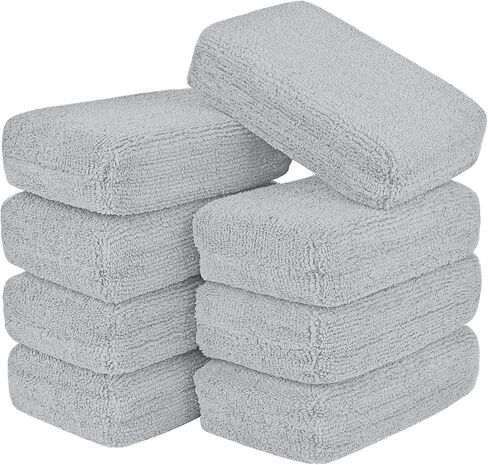 AIDEA Microfiber Applicator Pads-8Pack, Car Wash Sponge, Premium Microfiber Sponge and Cleaning Pads, Perfect for Effortless Wax, Sealant, and Conditioner Application - Blue in Kuwait