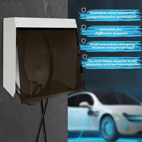 غطاء شاحن EV، حاوية شاحن EV خارجي، صندوق شاحن EV عالمي مقاوم للطقس، غطاء مطر لشاحن EV مثبت على الحائط، متوافق مع معظم شواحن السيارات الكهربائية للاستخدام الداخلي/الخارجي in Saudi Arabia