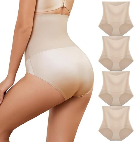 4Pack Women's Seamless Underwear High-Waisted Tummy Control No Show Invisible Panties Comfortable Everyday Briefs in Saudi Arabia