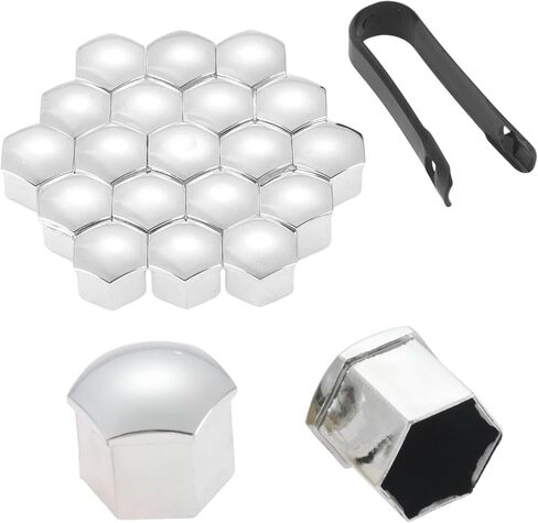 20Pcs Silver Universal Anti-Rust 21mm Chrome Glossy ABS Auto Trim Tyre Wheel Nut Screw Bolt Protection Covers Caps Car Styling in Kuwait