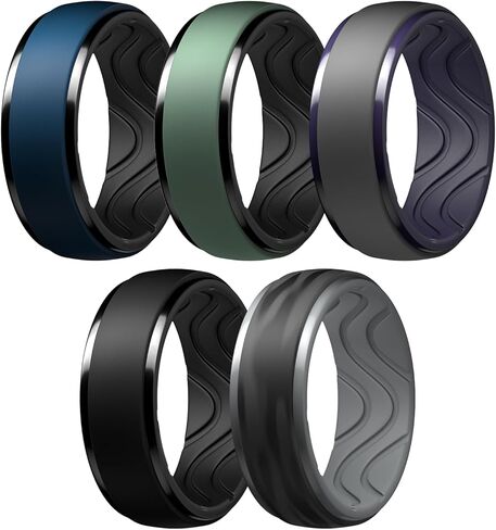 Egnaro Men's Silicone Wedding Rings: 10mm Wide 2.5mm Thick rubber wedding bands - Hypoallergenic for Gym/Outdoor/Gift in Saudi Arabia