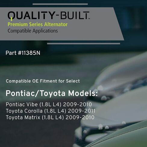 QUALITY-BUILT Premium New Alternator 11385N - OE Compatible with Select 2009-2011 Pontiac/Toyota (Corolla,Matrix,Vibe) in Kuwait