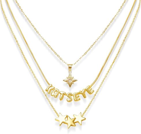 مجموعة قلادة Katseye Merch للمعجبين، 3 قطع قلادات ذات طبقات مع سحر مطلي بالذهب عيار 18 قيراط، سلاسل مجوهرات قابلة للتعديل للحفلات الموسيقية والزي اليومي in Kuwait