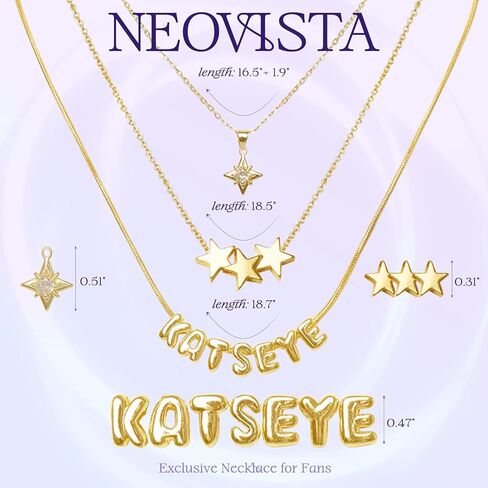 مجموعة قلادة Katseye Merch للمعجبين، 3 قطع قلادات ذات طبقات مع سحر مطلي بالذهب عيار 18 قيراط، سلاسل مجوهرات قابلة للتعديل للحفلات الموسيقية والزي اليومي in Kuwait