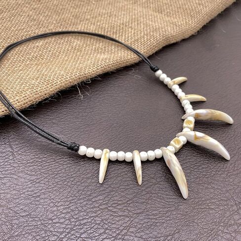 Ceramic Bead Resin Tooth Necklace for Men Women Caveman Necklace in Saudi Arabia