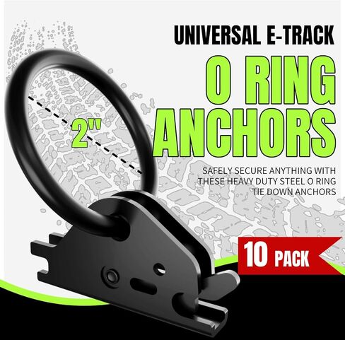 UMIRO 10 قطع من مراسي الربط الدائرية الفولاذية E-Track O، 4400 رطل قوة كسر البضائع الآمنة في المقطورات المغلقة/المسطحة والشاحنات (10، أسود) in Kuwait