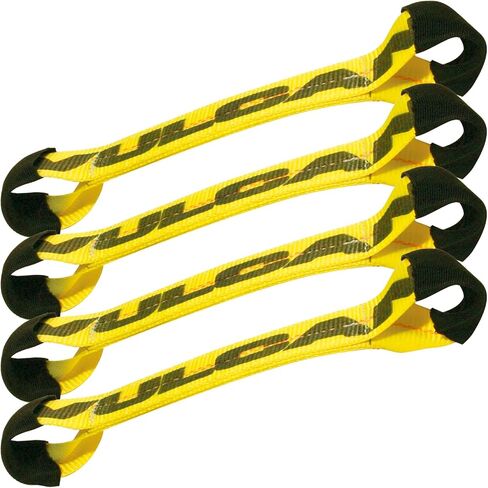 VULCAN Car Tie Down Axle Strap with Wear Pad Eyes - Eye and Eye - 2 Inch x 22 Inch - Classic Yellow - 4 Pack - 3,300 Pound Safe Working Load in Saudi Arabia