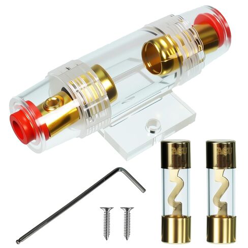 1 قطعة 4-8 مقياس AWG in-line60A AGU فيوز حامل مع 60 أمبير AGU فيوز لصوت السيارة، إنذار، مكبر للصوت، الضواغط، حامل فيوز مضمن مقاوم للماء (60A) in Kuwait