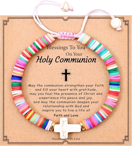 هدايا المناولة الأولى من NatuBeau، سوار متقاطع مع بطاقة هدايا، هدايا المناولة المقدسة، هدايا المعمودية، هدايا تأكيد للابنة، ابنة الأخت، الحفيدة in Kuwait