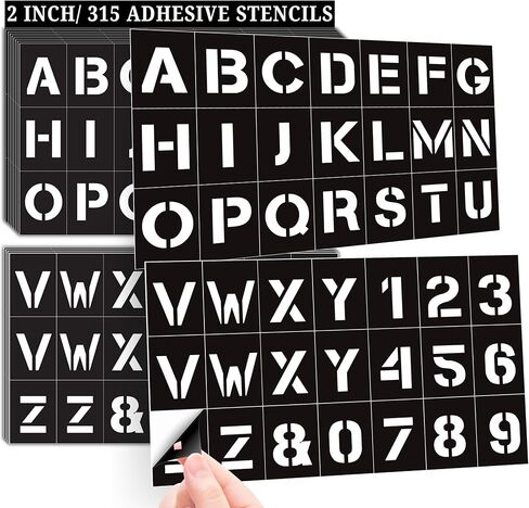 2 Inch Adhesive Number and Letter Stencils for Painting, 315 Peel and Stick Painting Stencils Vinyl for DIY Crafts on Wall, Glass, Fabric, Wood & Mailbox (StarStik) in Saudi Arabia