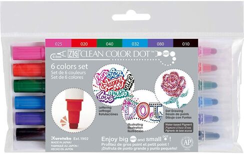 Kuretake TC-6100/6V Water-Based Pen ZIG Clean Color Dot 6 Colors in Saudi Arabia