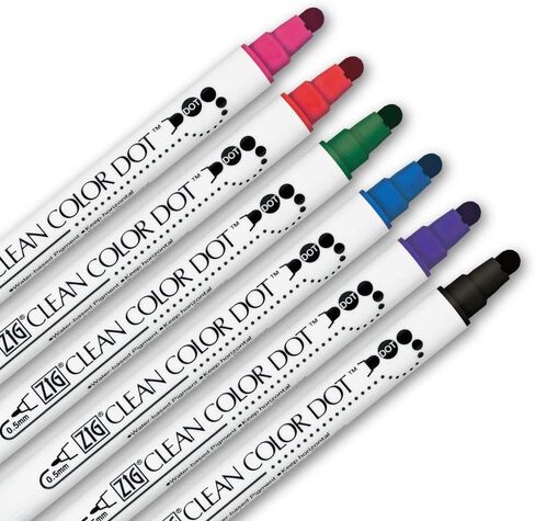 Kuretake TC-6100/6V Water-Based Pen ZIG Clean Color Dot 6 Colors in Saudi Arabia