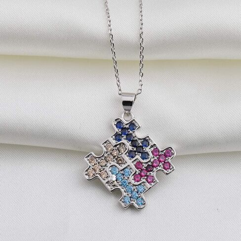 BNQL Autism Awareness Puzzle Pendant Necklace Motivational Autism Gift (CZ Autism necklace) in Saudi Arabia
