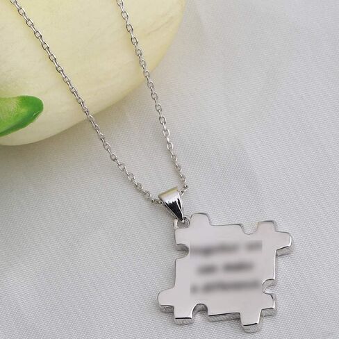 BNQL Autism Awareness Puzzle Pendant Necklace Motivational Autism Gift (CZ Autism necklace) in Saudi Arabia