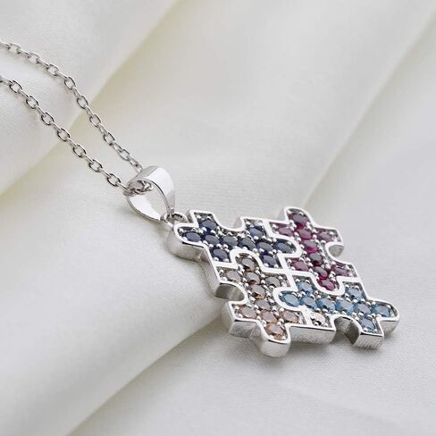 BNQL Autism Awareness Puzzle Pendant Necklace Motivational Autism Gift (CZ Autism necklace) in Saudi Arabia