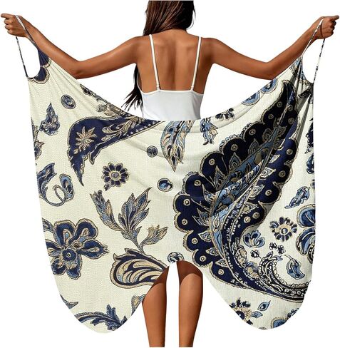 DASAYO Beach Cover Ups for Women Plus Size Sarong Wrap Swimsuit Coverup Gauze Bikini Cover Up Dress Summer Vacation Outfits in Kuwait