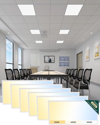 مصباح لوحة مسطحة LED 2x2 من ALAMPEVER - 20 وات/30 وات/ 35 وات يمكن اختيارها، 3CCT (3500 ك/4000 ك/5000 ك)، 0-10 فولت قابل للتعتيم، 3850 لومن - مصباح سقف منسدل للمكاتب والفصول الدراسية والمساحات التجارية، 6 عبوات in Kuwait