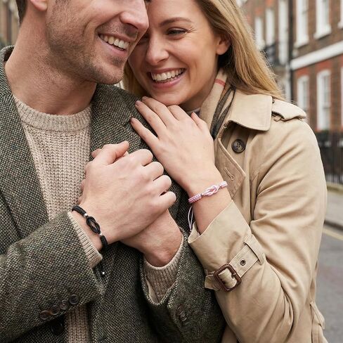 2 Pcs Matching Couple Bracelets, Love Knot Bracelets for Couples, Long Distance Relationship Gifts for Girlfriend Boyfriend Friendship Relationship Christmas Anniversary(Pink Black) in Kuwait