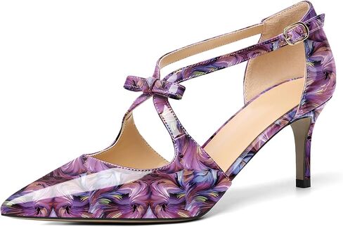 AUMOTED Women Criss Cross Heels Pointed Toe Low Heel Pumps Patent Fashion Dress Shoes for Casual Work US Size 5-13 in Saudi Arabia