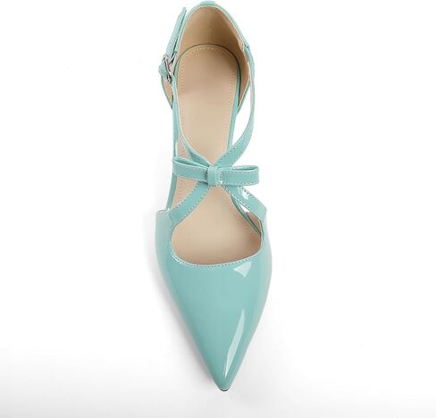 AUMOTED Women Criss Cross Heels Pointed Toe Low Heel Pumps Patent Fashion Dress Shoes for Casual Work US Size 5-13 in Saudi Arabia