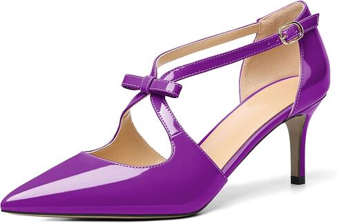 AUMOTED Women Criss Cross Heels Pointed Toe Low Heel Pumps Patent Fashion Dress Shoes for Casual Work US Size 5-13 in Saudi Arabia